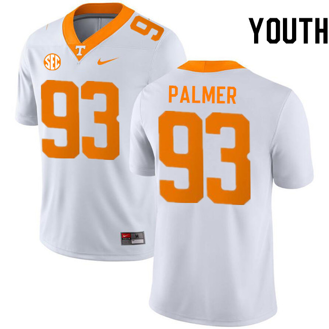 Youth #93 Donald Palmer Tennessee Volunteers College Football Jerseys Stitched-White